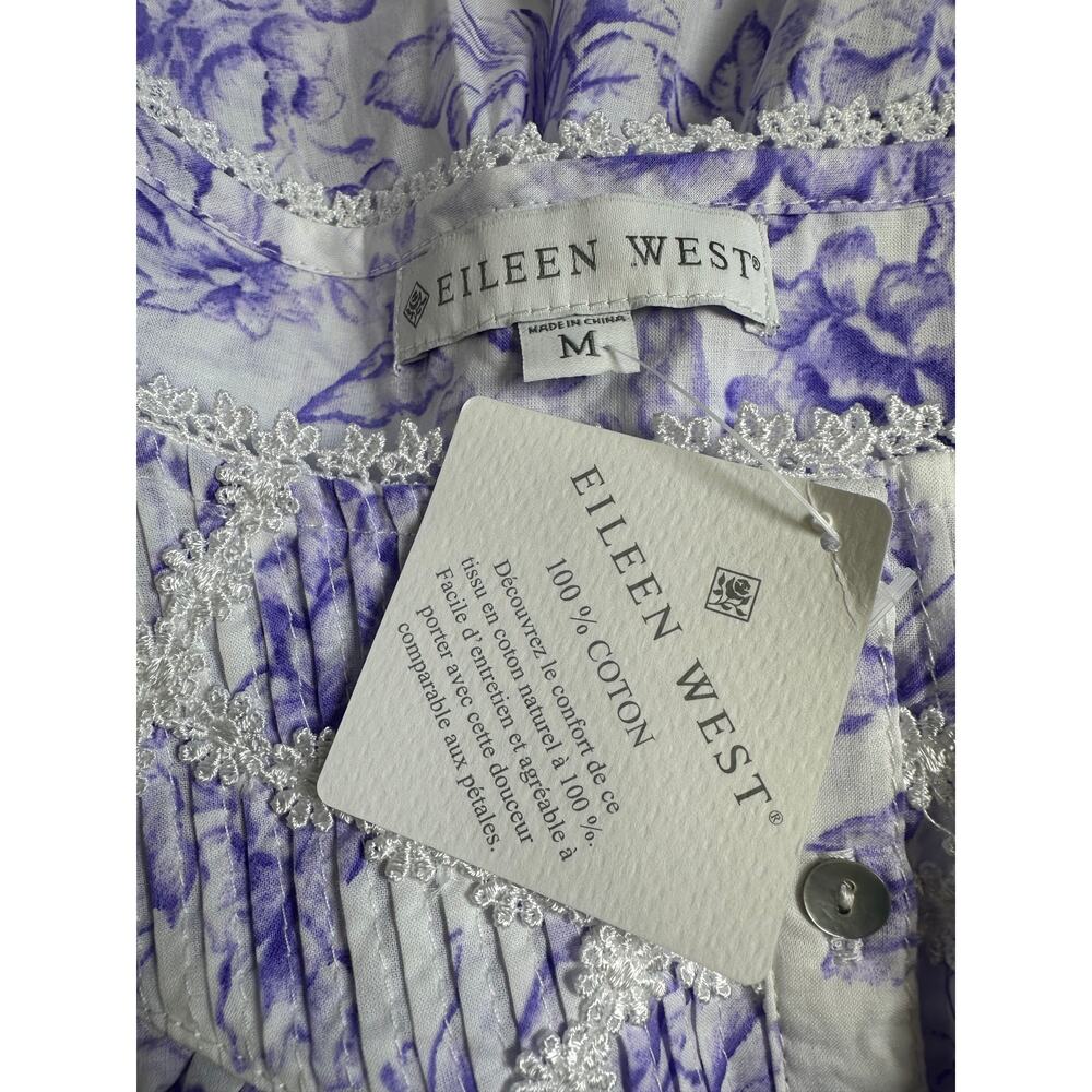 Eileen West Nightgown M NWT 100% Cotton Lavender Floral Lace Trim Ballet Gown - Picture 11 of 15